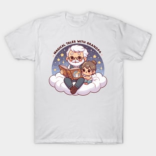 Enchanting Bond: 'Magical Tales with Grandpa' Illustration T-Shirt